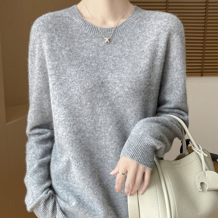 One-Line Ready-To-Wear Round Neck Wool Sweater Seamless Stereo Knitted 100% Wool Zero-Touch Autumn and Winter Seamless Base Sweater