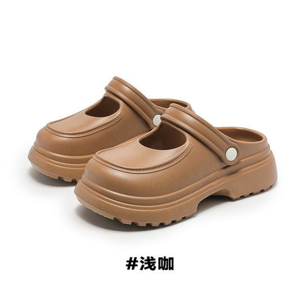 Princess Lace Bow Slippers Women's Spring and Summer Small Height-raising Baotou Slippers Two-way Slip-on Half Slippers
