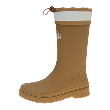 Fashion New Thick-soled Mid-length Rain Boots Camping Rain Boots Outdoor Wading Cotton Adult Waterproof Non-slip Water Shoes