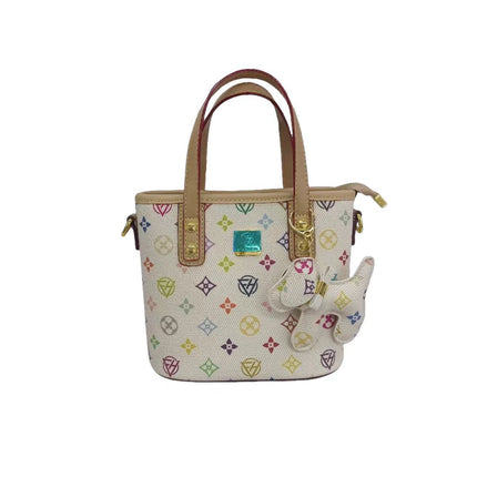 PVC Textured Bucket Tote Bag 5 Colors Retro Print / Sac Seau Tote PVC Texturé 5 Couleurs Rétro Imprimé