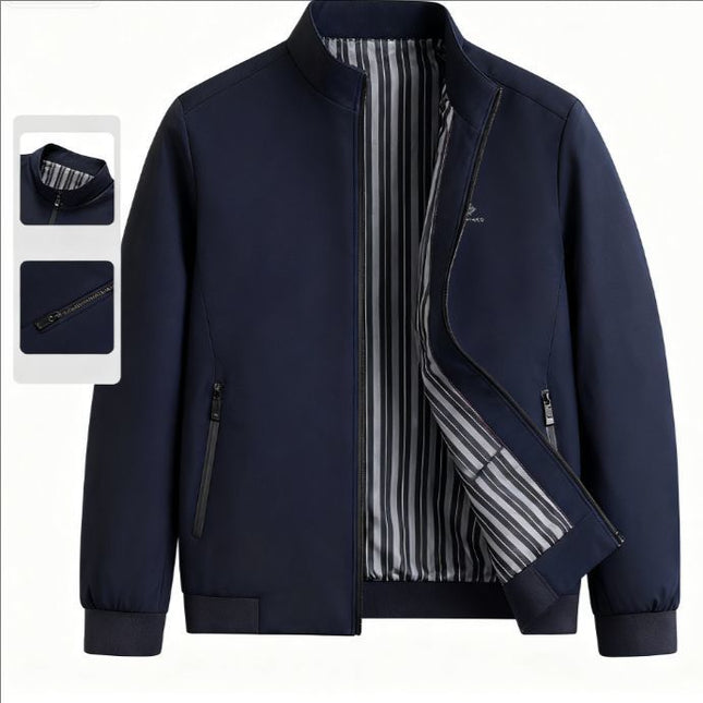 [Cross-Border Wholesale] Men's Stand-Up Collar Jacket Autumn and Winter Casual Middle-Aged and Elderly Dad Spring & Fall High-End Men's Jacket
