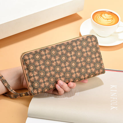 2024 New Arrival Cross Mirror PU Softwood Wallet Long Zipper Wallet Mobile Phone Bag Single Pull Medium Zipper Wallet
