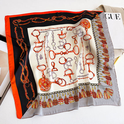 Simulated Silk Printed Silk Scarf for Women, Korean Cashew Leopard Print Headscarf, Four-Season Scarf, Professional Scarf Wholesale