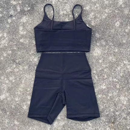 Women's Tight Stretch Yoga Shorts suit U-Shaped Camisole Outer Wear Sports Underwear gym yoga set