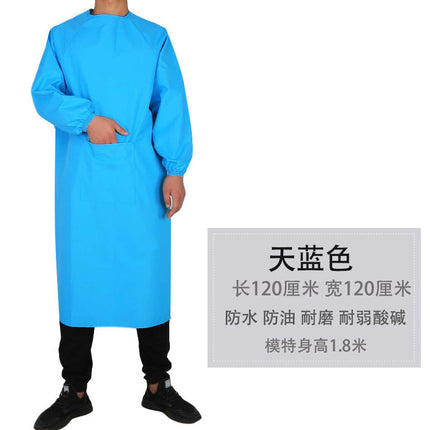 Long sleeve apron overalls oil-proof waterproof adult men's and women's overalls kitchen work work anti-dress apron wholesale