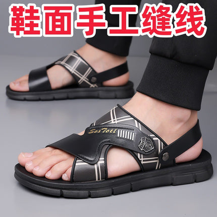 2025 Summer New Men's Beach Sandals Soft Sole Non-Slip Daily Casual Thickened Breathable Two-Wear Bath Slippers