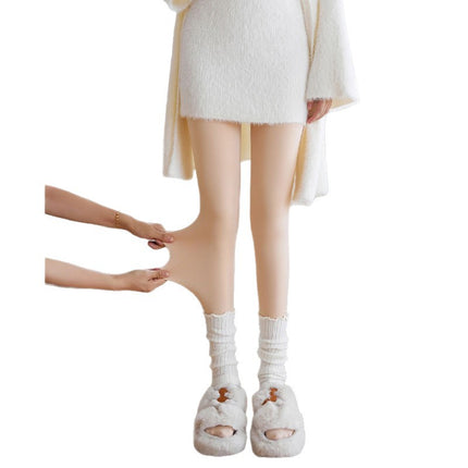 Double-Layer Bare-Leg Effect Women's Autumn and Winter Leggings, Ultra-Natural Realistic Nude Slimming Fleece-Lined Thick Pantyhose