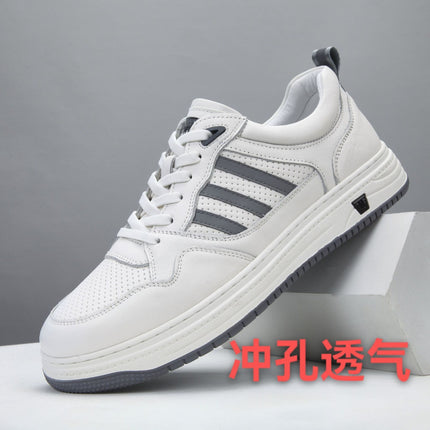 Men's White Sneakers 2026 New Spring Model, Pure Cowhide Leather, Ultra-Light, Breathable, Versatile, Casual Sports Sneakers