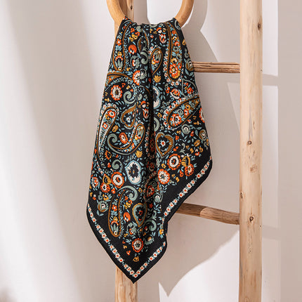 Silk Wool Paisley Floral Wool Scarf, Silk Scarf, Mulberry Silk Square Scarf, New Elegant Women's Necktie for Spring and Summer