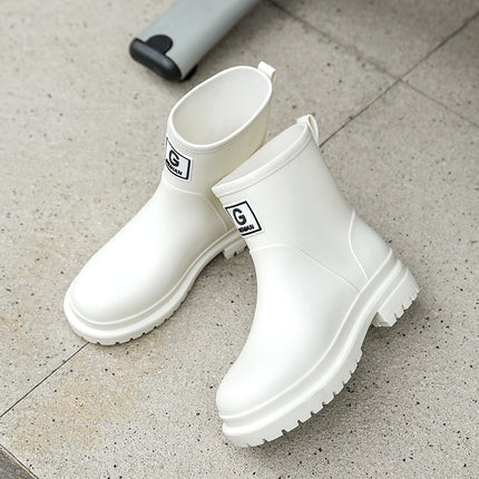 Cross-Border Popular Japanese and Korean High-End Rain Boots for Women, Mid-Calf Non-Slip Internet Celebrity Rain Boots, Waterproof Overshoes, Rubber Shoes, Water Boots