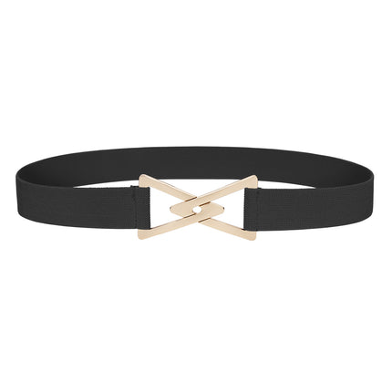 New Women's Elastic Waistband Gold and Silver Decorative Dress Elastic Thin Waistband Simple and Versatile Triangle Buckle