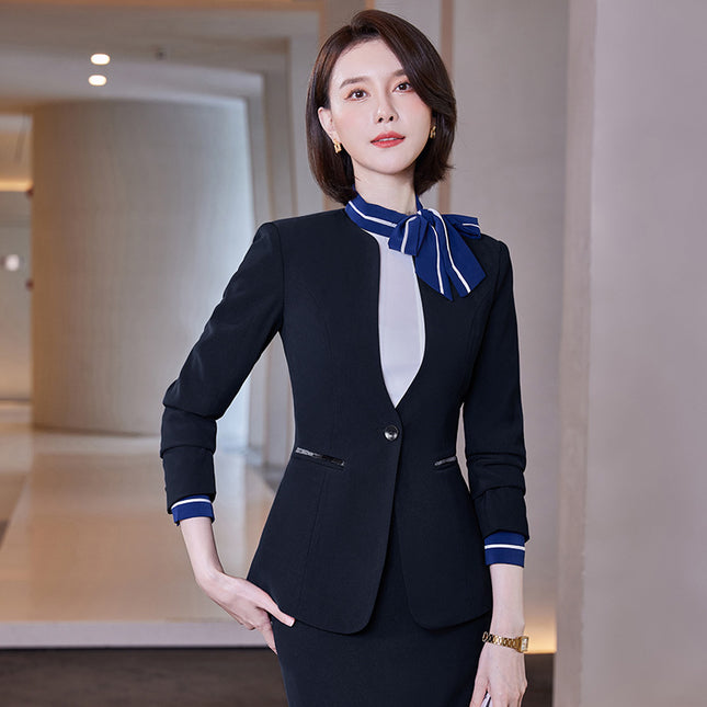 Stewardess uniform professional suit women's autumn and winter fashion front desk beautician work clothes women's professional temperament suit skirt