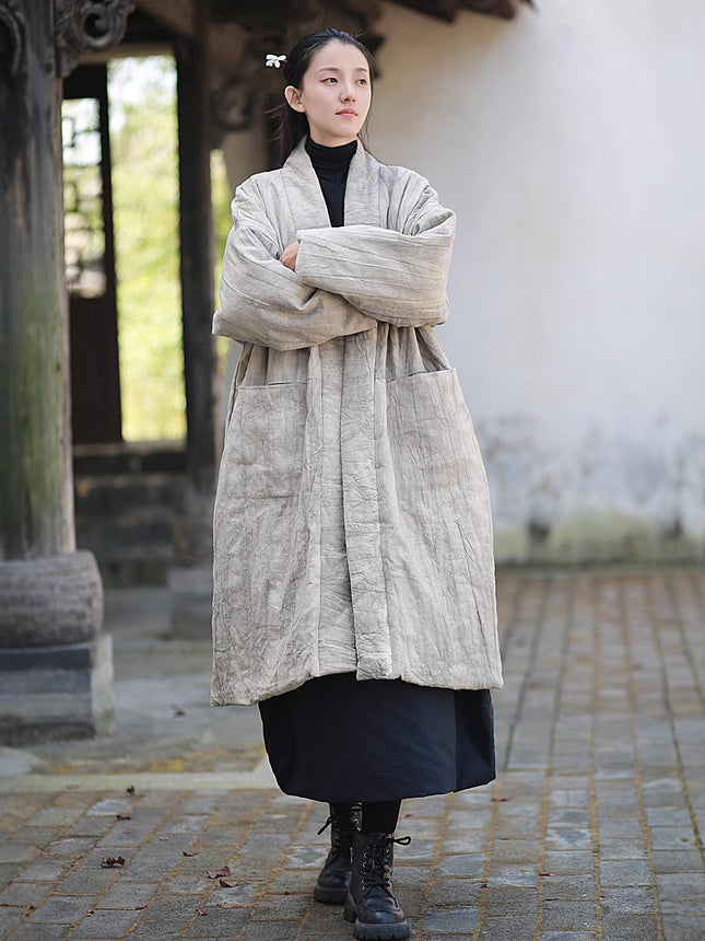 Cotton and Linen Women's Clothing Original New Loose Artistic Retro Quilted Cotton Clothing Ramie Tie-Dye Cool Zen Style Jacket