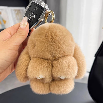 Boutique genuine leather real Rex rabbit plush bunny doll mobile phone pendant bag pendant keychain doll car pendant