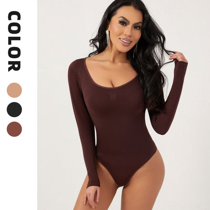 Long-Sleeved Body-Shaping Jumpsuit for Women, Waist-Cinching and Body-Shaping Garment, Seamless Tummy-Tightening and Butt-Lifting Tight-Fitting Base Layer Shapewear