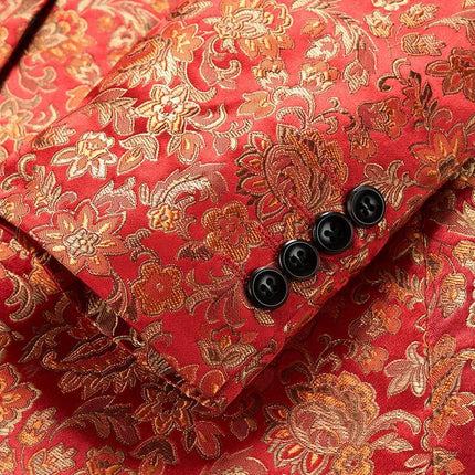 Business casual men's trendy suit suit suit two-piece flower suit ball foreign trade nightclub dress suit