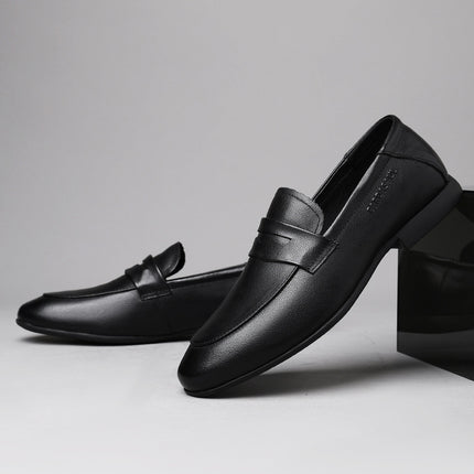 Men's shoes autumn new trendy genuine leather all-match business leather shoes men's casual soft bottom breathable slip-on peas shoes