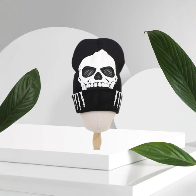 AliExpress Cross Border Skull Luminous Knitted Hat Skull Skeleton Hat Cap Halloween Decoration
