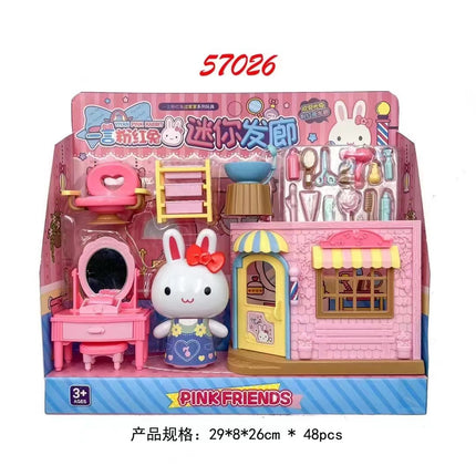 One-word pink rabbit kitchen refrigerator cake dessert shop girl simulation play house toys wholesale mini notebook
