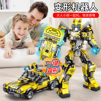Lele Brothers 8847 Deformation Optimus Prime Gift Robot for Boys and Girls Children Toy Assembled Building Blocks Wasp Mecha