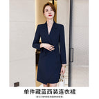 One-piece navy blue suit dress / S