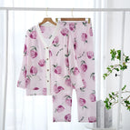 V-neck-wrinkle cloth-big peach-purple / M