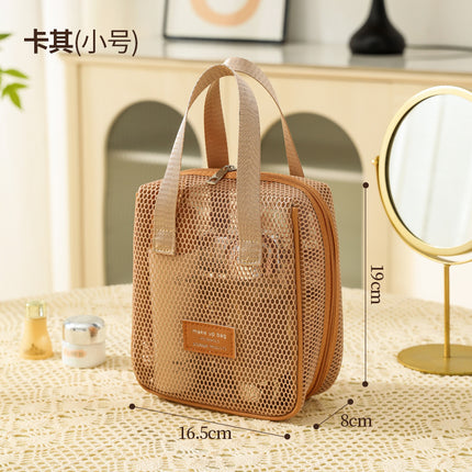 Cross-Border New Product Mesh Large-Capacity Cosmetic Bag for Women, Multi-Functional Partitioned Travel Toiletry Storage Bag, Portable