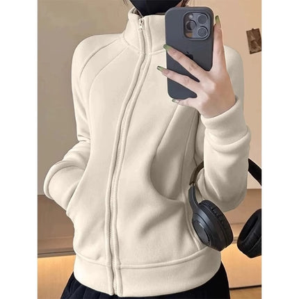 Polar Fleece Thickeneded Jacket Women's Fleece Jimo Sweatshirt Jacket Liner Autum Slim Cardigan Hooded