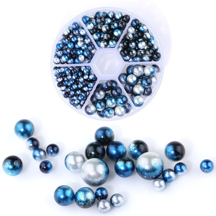 Cross-border hot sale 6-grid Pearl diy jewelry set multi-size non-porous Mermaid Magic Pearl nail art clothing accessories