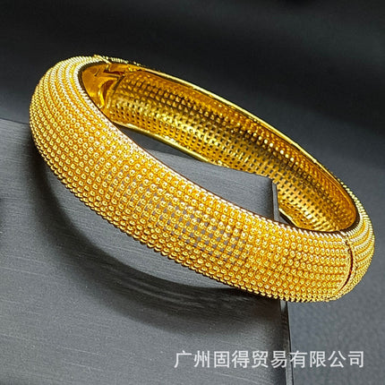 24K Gold Dubai Stereo Carved Buckle Bracelet Non-Fading Women's Middle East Dubai Jewelry Vietnamese Sand Gold Bracelet