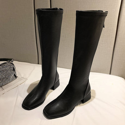 New Slim-Fit Long Boots for Petite Women, Versatile Flat-Top Knee-High Riding Boots