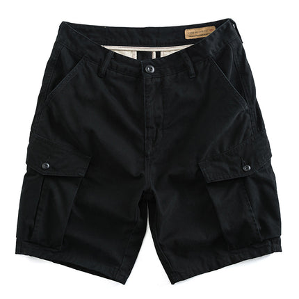 Japanese Retro Tooling Shorts Summer Men's Washed Cotton Elastic Micro Elastic Comfortable Sports Tooling Shorts Shorts