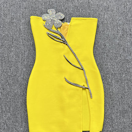 0 European and American cross-border sources of new luxury heavy industry nail drill deep V-neck bandage dress sexy split