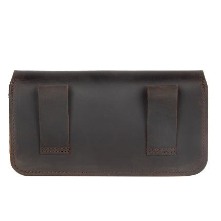 Retro European and American style leather mobile phone waist bag men's horizontal belt mobile phone bag crazy horse leather first layer cowhide bag batch