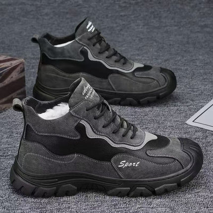 Men's Shoes Winter High-top fleece-lined Thickened Warm Cotton Shoes Waterproof Sports Casual Leather Shoes Men's Snow Boots Trendy Shoes