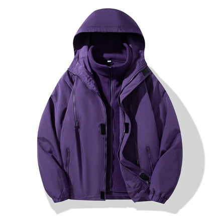 Three-In-One Couple Jacket Outdoor Single-Layer Windbreaker Jacket Men's Velvet Thickened Windproof Women's Camping Mountaineering Travel