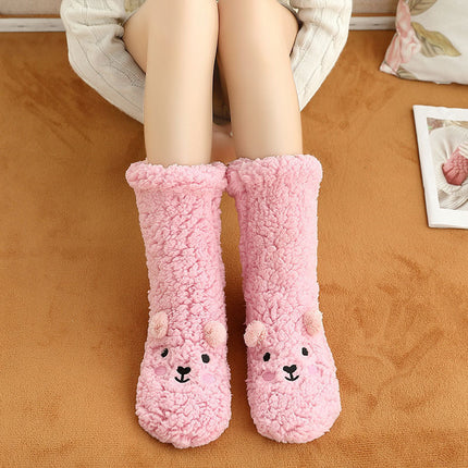 Lamb Wool Socks for Women, Thickened for Warmth, Foot Warmers for Sleeping in Bed in Winter, Home Dormitory Anti-Slip Socks