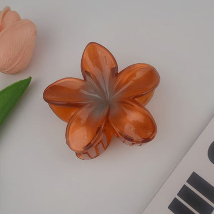 European and American Cross-Border Frosted Gradient Plumeria Hair Clip Elegant Women's Shark Clip Large Beach Hair Accessory Wholesale