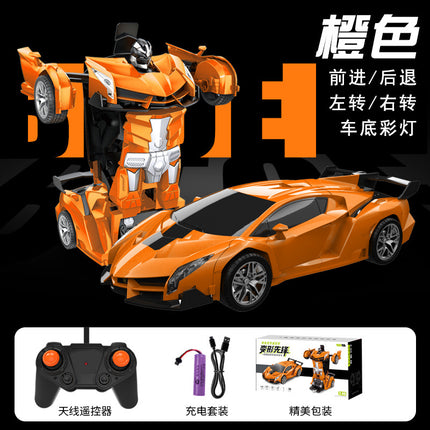 Cross-Border Rc One-Click Deformation Car Electric Robot Model Boy King Kong Kidsren's Toy Rechargeable Remote Control Car