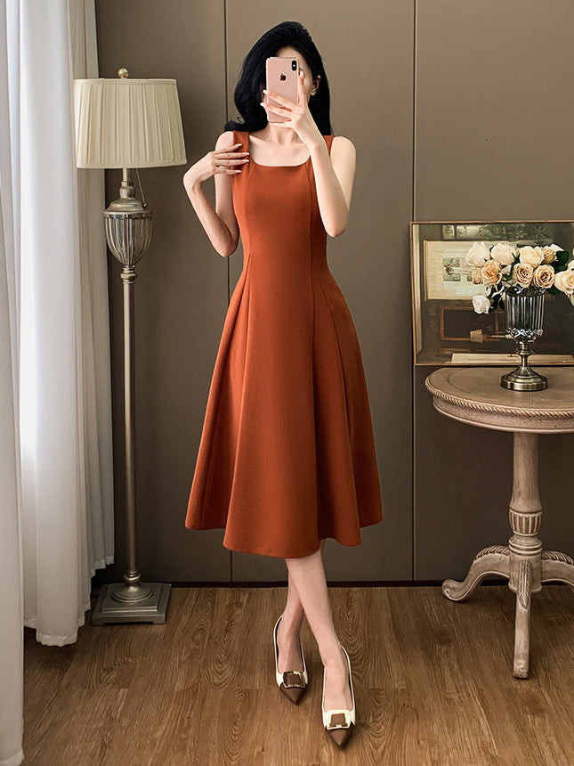Sleeveless dress Women's Spring and Autumn New Fashion High-end Sense Professional All-match Base Vests Skirt Elegant Waisted Skirt