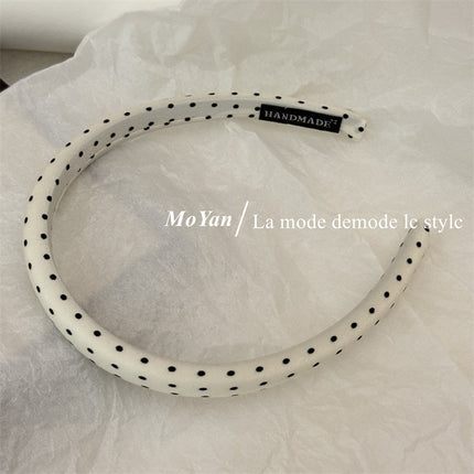 Internet Celebrity Explosion Wave Dot Black and White Fabric Sponge Hair Band Female High Cranial Top Show Face Small Head Band Temperament Out-of-the-way Hair Card