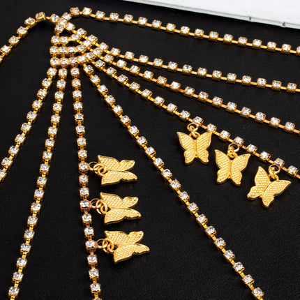 2025 Full Diamond Geometric Butterfly Tassel Body Chain for Women, Diamond-Studded Chain, Sexy Bikini Chest Chain, Sexy Trendy