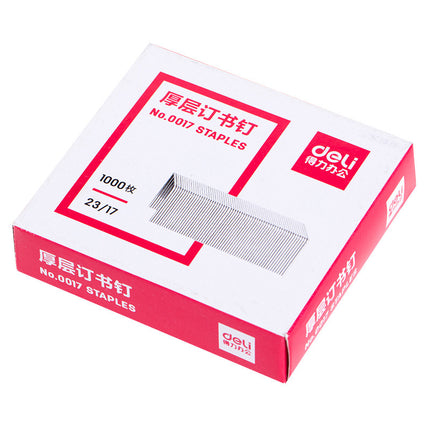 Deli 0017 Thick Staples 23/17 Staples Can Book 130 Pages 1000/Box Office Supplies
