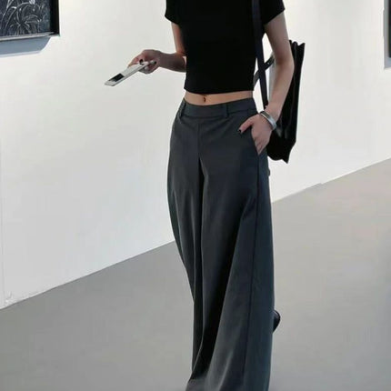 Niche cleanfit Yupi super wide-leg casual suit pants women's 2024 spring and summer low waist loose draping mop pants