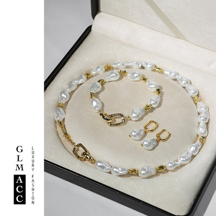 Aliexpress French Retro Special-Shaped Baroque Pearl Necklace Pearl Earrings Accessible Luxury High-End Pearl Bracelet for Women