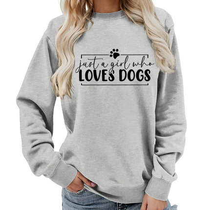 Loves dogs Printed Round Neck Women's Top Sweater Foreign Trade Supply Autumn and Winter Coat Casual Loose European Size Cross