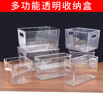 Transparent Storage Box, Thickened and Deepened, Without Lid, Large Cosmetic Organizer Box, Snack and Seasoning Cabinet, Desktop Sorting Box