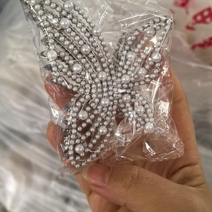 Butterfly Pearl Rhinestone hair clip women's back head updo elegant hair grip luxury headdress hair volume shark clip