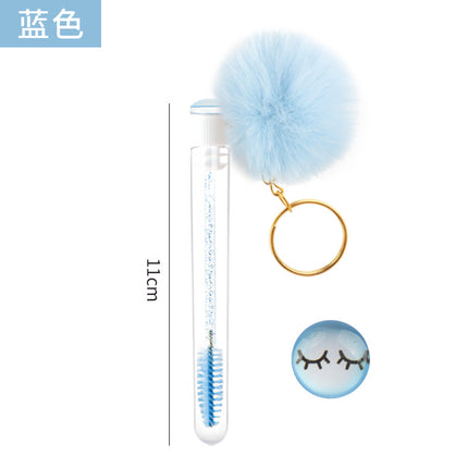 Wholesale in stock Keychain Smiley Hair Ball Tube Eyelash Brush New Cute Multicolor Eyelash Comb Beauty Makeup Tools