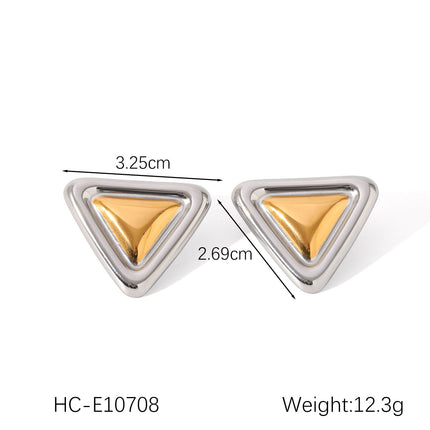 European and American design sense stainless steel earrings gold and silver color matching smooth geometric texture earrings sun five-pointed star earrings for women